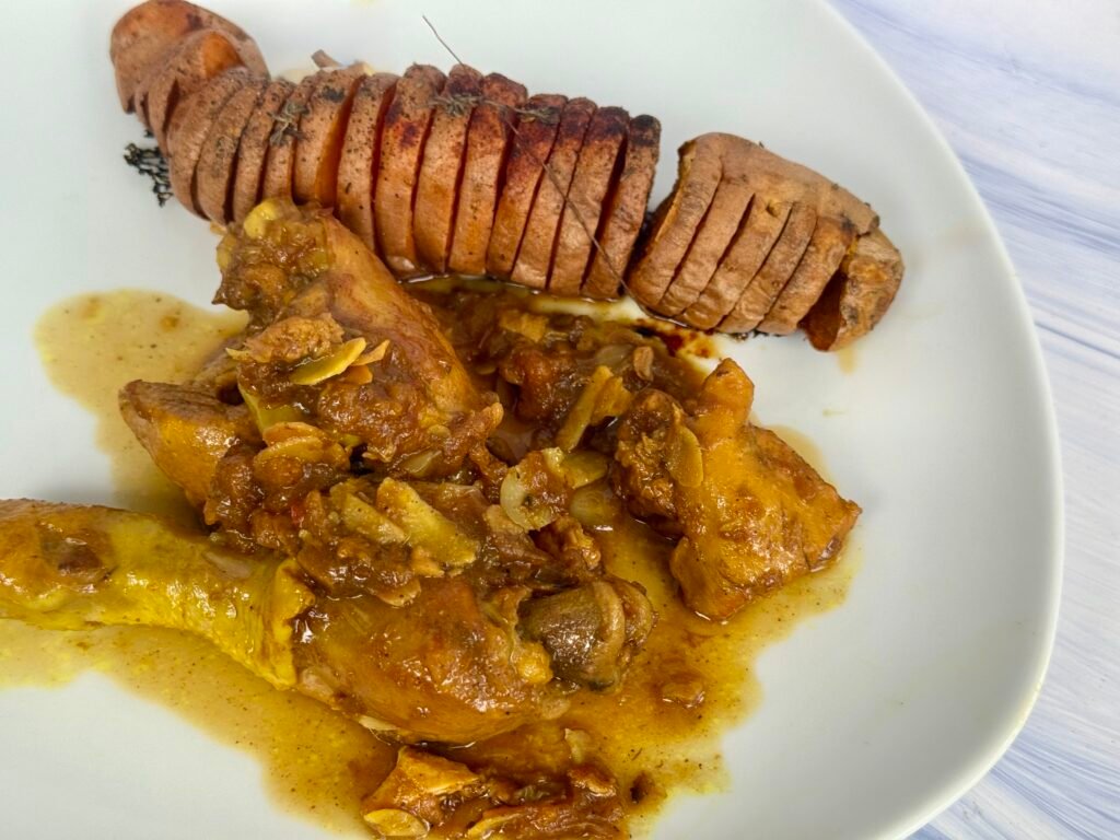 Poulet aux abricots et patate douce
