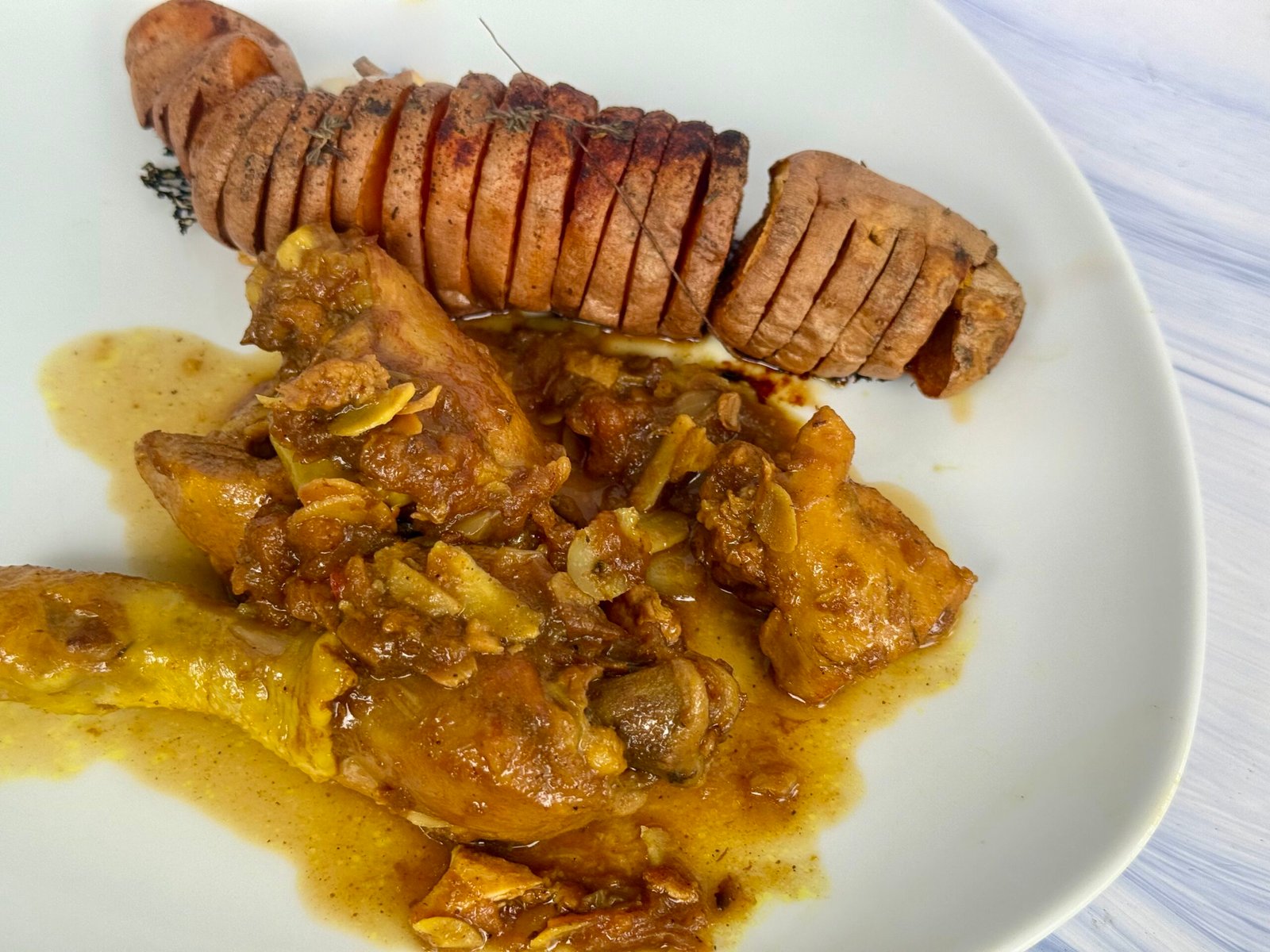 Poulet aux abricots et patate douce